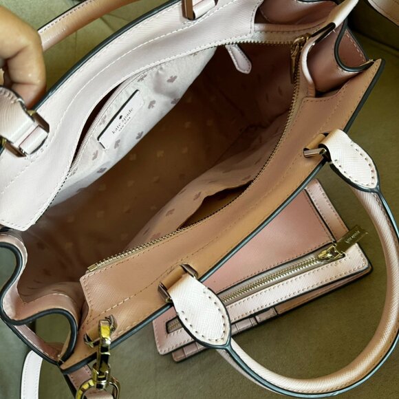Kate Spade Staci Medium Satchel & Staci Large Slim Bifold Wallet Chalk Pink - Picture 6 of 17